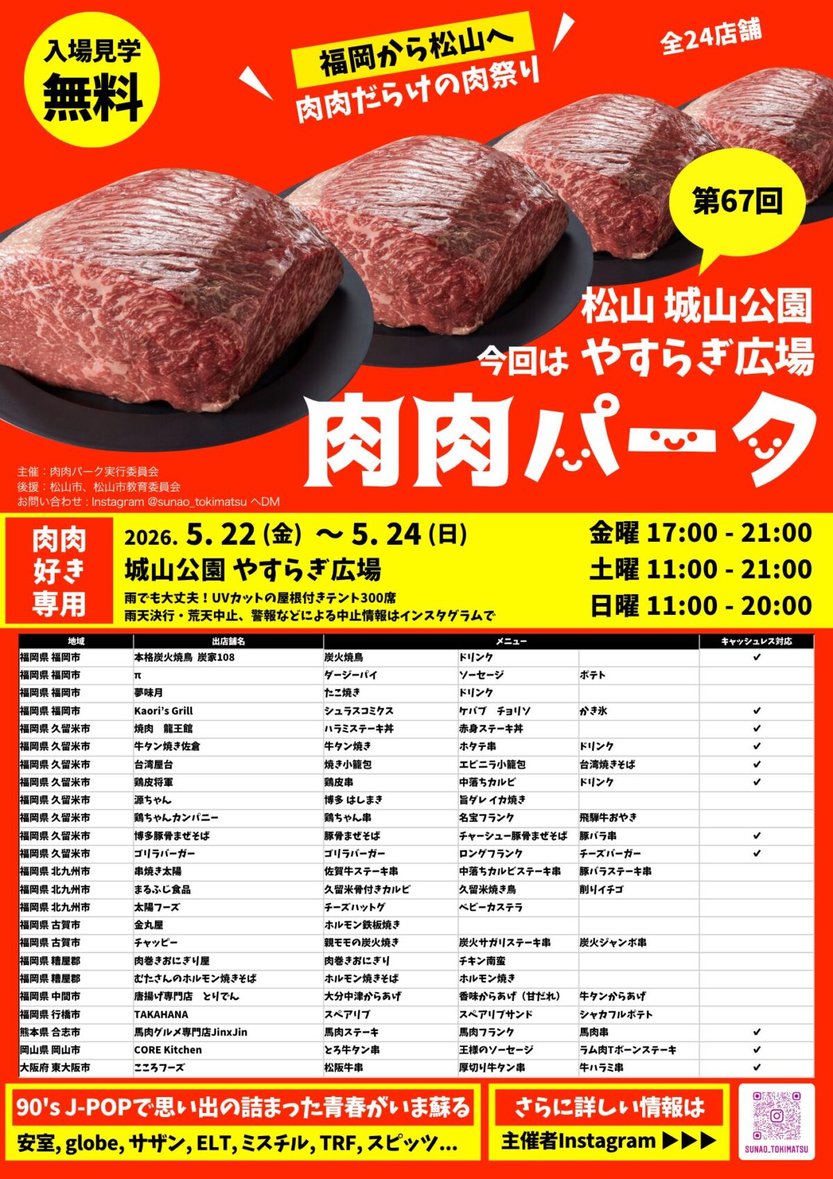 第67回 肉肉パーク 松山｜城山公園 やすらぎ広場｜愛媛県松山市