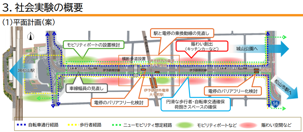 大手町通り社会実験計画概要｜愛媛県松山市